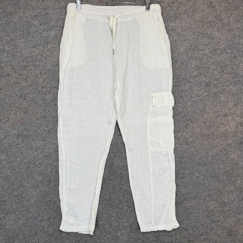 Meo Meli 100% Linen Cargo Pants Womens Small Medium OS Lightweight Stretch Italy